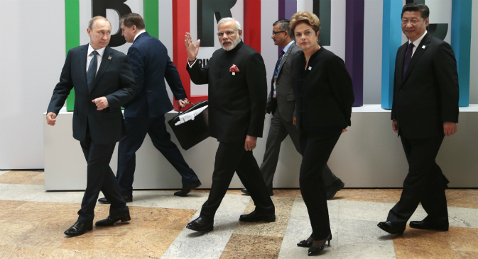 BRICS leaders in Ufa, Russia, on July 9, 2015. Source: AP